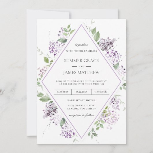 Chique zacht Lila Paarse bloemengroen bruiloft I Kaart (Voorkant)