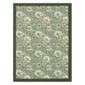 Chique zacht pastelgroen en witte bloemetjes tafelkleed (Voorkant)