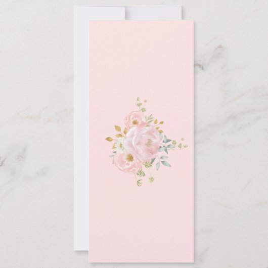 Chique zacht roze Waterverf bloemenbruiloft menu K Kaart (Achterkant)