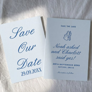 Chique Zachte Blauwe Kust Romantische Klasse Trouw Save The Date