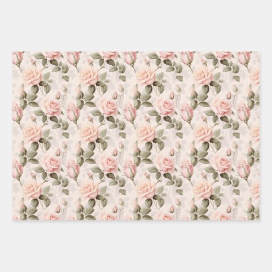 Chique zachte blozende bloemen inpakpapier vel (Voorkant)