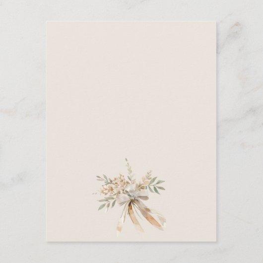 Chique zachte blush bloemenboeket bruiloft details informatiekaartje (Achterkant)