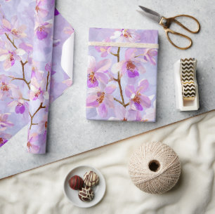 Chique zachte lila blozende orchidee watercolorpat cadeaupapier