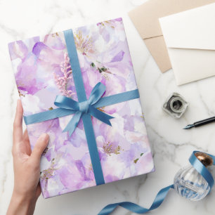 Chique Zachte Lila Blush Orchidee Watercolor Patro Cadeaupapier