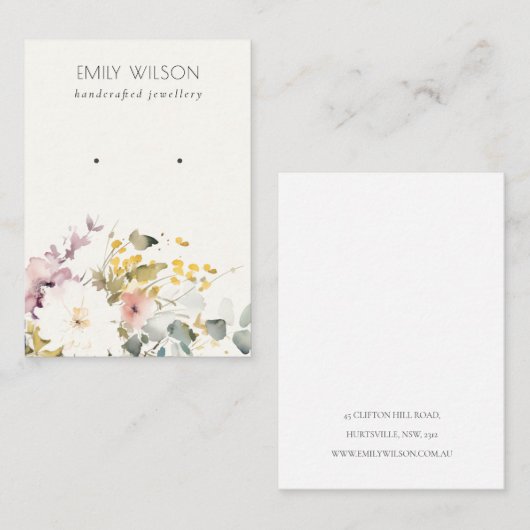 Chique zachte pastel Waterverf bloemenoorbel displ Visitekaartje (Voorkant / Achterkant)