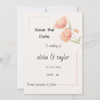 Chique zachte saliegroene en perzik bloemige Save  The Date