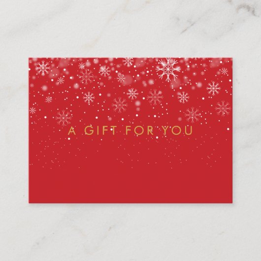 Chique Zakelijke Kerstcadeaubon met Sneeuwvlokken Kortingskaartje (Voorkant)