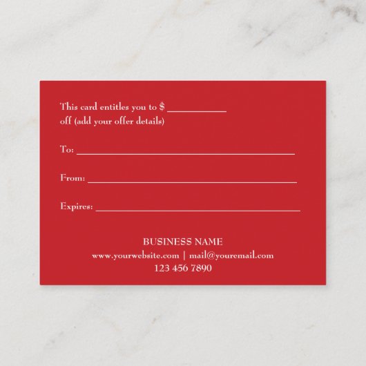 Chique Zakelijke Kerstcadeaubon met Sneeuwvlokken Kortingskaartje (Achterkant)