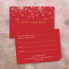 Chique Zakelijke Kerstcadeaubon met Sneeuwvlokken Kortingskaartje