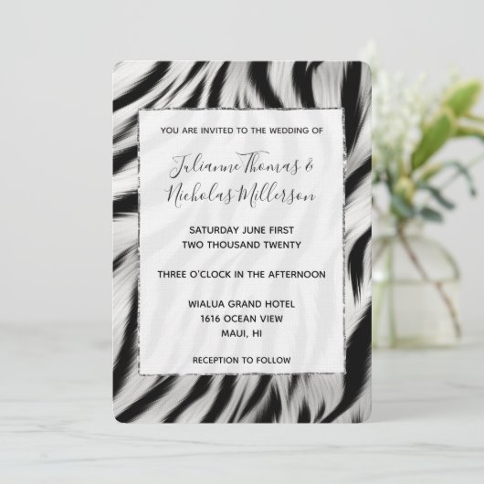 Chique Zebra Dierenprint Bruiloft Kaart (Staand voorkant)