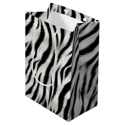 Chique Zebra Dierenprint Bruiloft Medium Cadeauzakje (Voorkant Gekanteld)