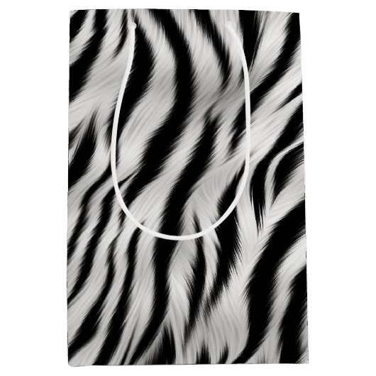 Chique Zebra Dierenprint Bruiloft Medium Cadeauzakje (Voorkant)
