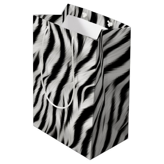 Chique Zebra Dierenprint Bruiloft Medium Cadeauzakje (Achterkant Gekanteld)