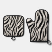 Chique Zebra Dierenprint Bruiloft Ovenwant & Pannenlap Set (Voorkant)