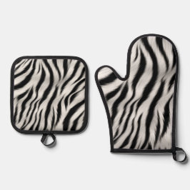 Chique Zebra Dierenprint Bruiloft Ovenwant & Pannenlap Set