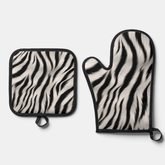 Chique Zebra Dierenprint Bruiloft Ovenwant & Pannenlap Set (Voorkant)