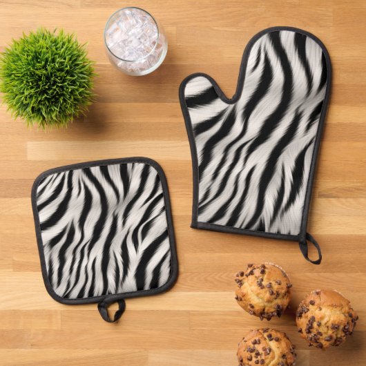 Chique Zebra Dierenprint Bruiloft Ovenwant & Pannenlap Set (Top down)
