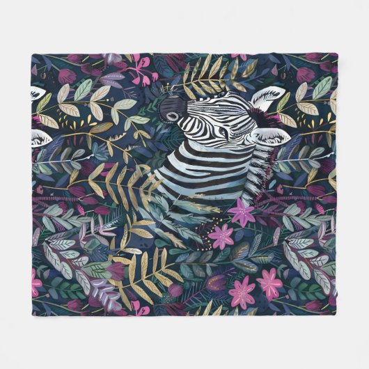 Chique zebra-loof fleece deken (Voorkant (Horizontaal))