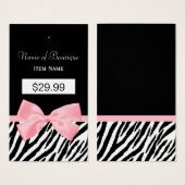 Chique Zebra Print Hang Label Licht Ware Roze Lint Visitekaartje (Voorkant /achterkant)