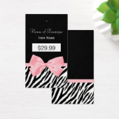 Chique Zebra Print Hang Label Licht Ware Roze Lint Visitekaartje (Bureau)