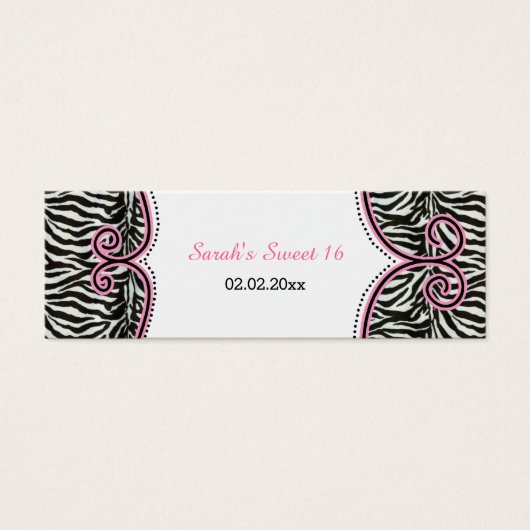 Chique Zebra Print Roze gepersonaliseerde cadeau L Mini Visitekaartjes (Voorkant)