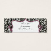 Chique Zebra Print Roze gepersonaliseerde cadeau L Mini Visitekaartjes (Achterkant)