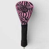 Chique Zebra Roze en Zwart Golfheadcover (Voorkant)