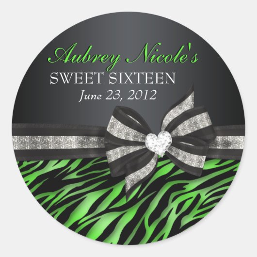 Chique Zebra Sweet Sixteen Sticker (Voorkant)
