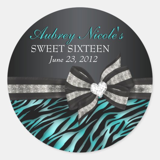 Chique Zebra Sweet Sixteen Sticker (Voorkant)