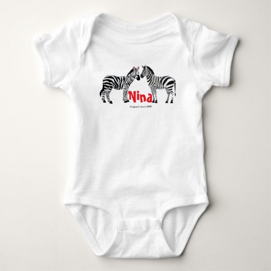 Chique zebra zwart wit met initialen romper (Voorkant)
