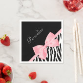 Chique zebraprint zacht meisjeslicht roze lint servet (Insitu)
