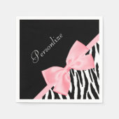 Chique zebraprint zacht meisjeslicht roze lint servet (Voorkant)