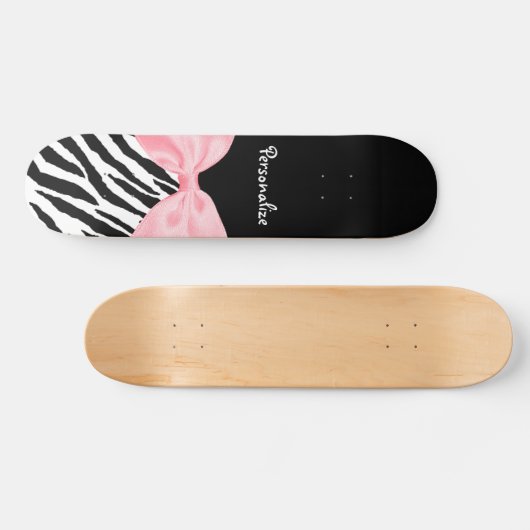 Chique zebraprint zacht meisjeslicht roze lint skateboard (Horizontaal)