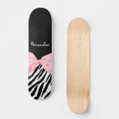 Chique zebraprint zacht meisjeslicht roze lint skateboard (Voorkant)
