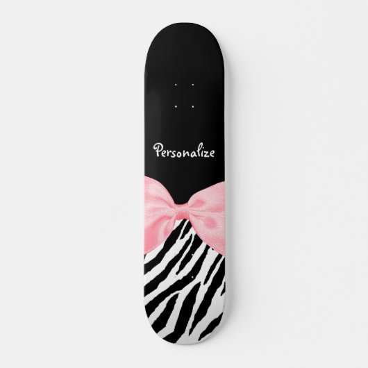 Chique zebraprint zacht meisjeslicht roze lint skateboard (Voorkant)