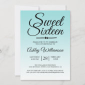 Chique Zee Shell Blauw Ombre Sweet 16 16e Verjaard Kaart (Voorkant)