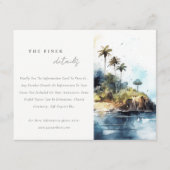 Chique zeegezicht Palm Tree Island bruiloft detail Informatiekaartje (Voorkant)