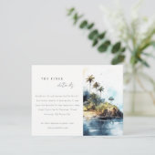 Chique zeegezicht Palm Tree Island bruiloft detail Informatiekaartje (Staand voorkant)