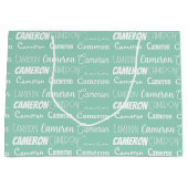 Chique Zeegroen Groene Aangepaste Naam Collage Ver Groot Cadeauzakje (Voorkant)