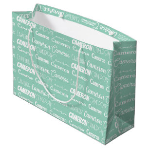 Chique Zeegroen Groene Aangepaste Naam Collage Ver Groot Cadeauzakje