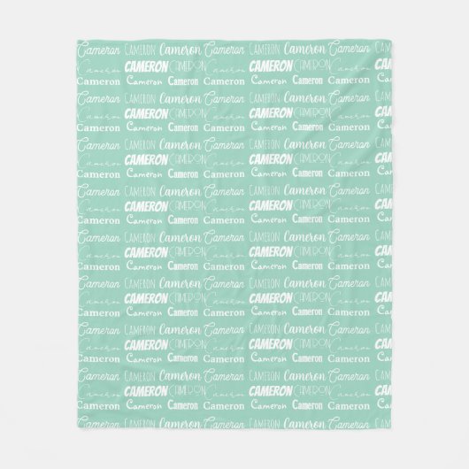 Chique zeegroene gepersonaliseerde naamcollage fleece deken (Voorkant)