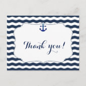 Chique Zeevaart Navy Golven Trouw Dank Je Briefkaart (Voorkant)