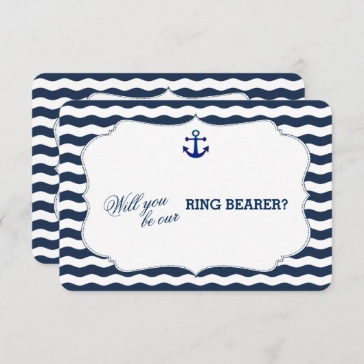 Chique Zeevaart Navy Golven WEES MIJN RINGDRAGER Kaart (Voorkant / Achterkant)