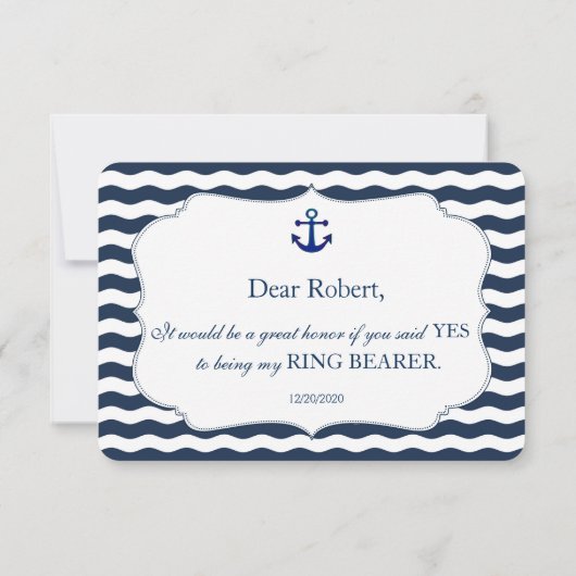 Chique Zeevaart Navy Golven WEES MIJN RINGDRAGER Kaart (Achterkant)