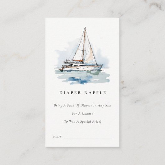 Chique zeilboot Zeegezicht Luier Raffle Vrijgezell Informatiekaartje (Voorkant)
