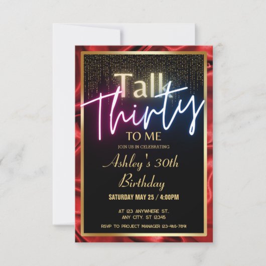 Chique Zijde Ruby Rood Goud Talk 30th To Me Verjaa Kaart (Voorkant)