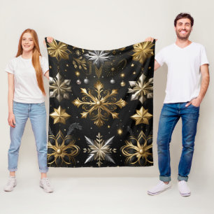 Chique zilver en goud sneeuwvlokken fleece deken