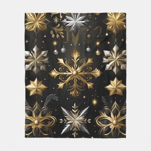 Chique zilver en goud sneeuwvlokken fleece deken (Voorkant)