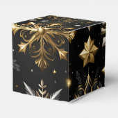 Chique zilver en goud sneeuwvlokken kubus bedankdoosjes (Achterkant)