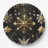 Chique zilver en goud sneeuwvlokken papieren bordje (Voorkant)